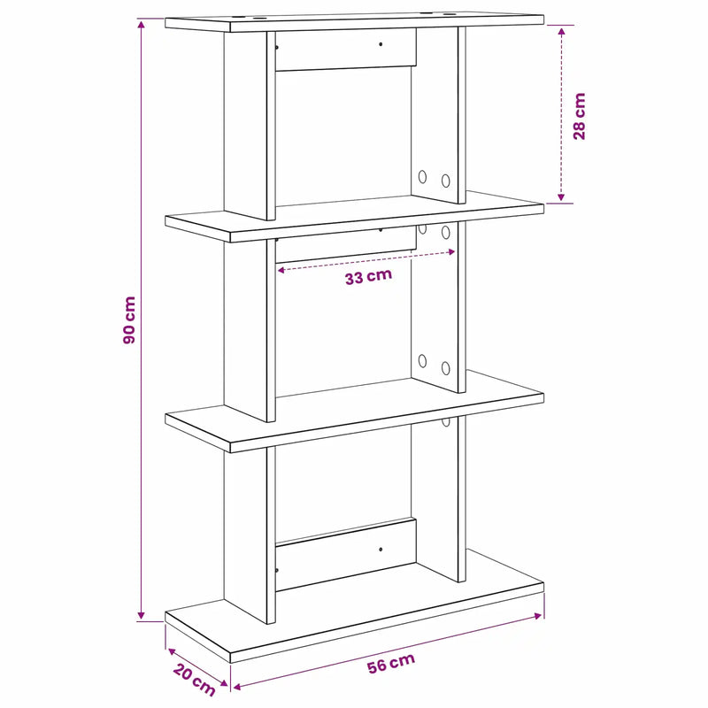 Wall Shelf Wall-Mounted White 56 x 20 x 90 cm Engineered Wood