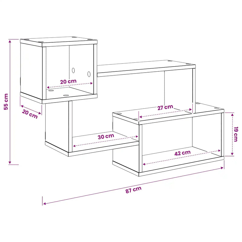 Floating Shelf Wall-Mounted White 87 x 20 x 55 cm