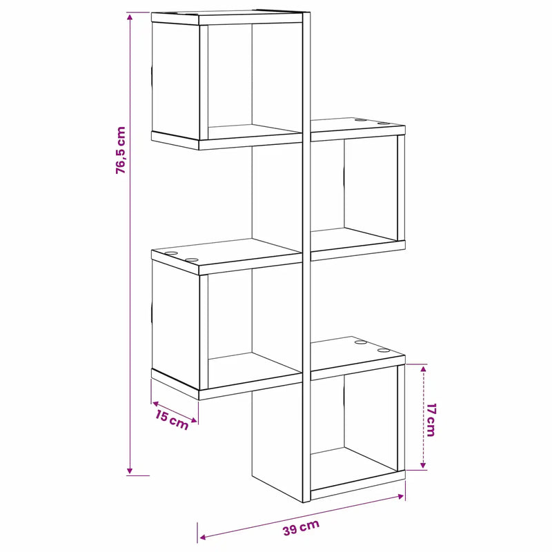 Wall Shelf Wall-Mounted White 39 x 15 x 76 cm Engineered Wood