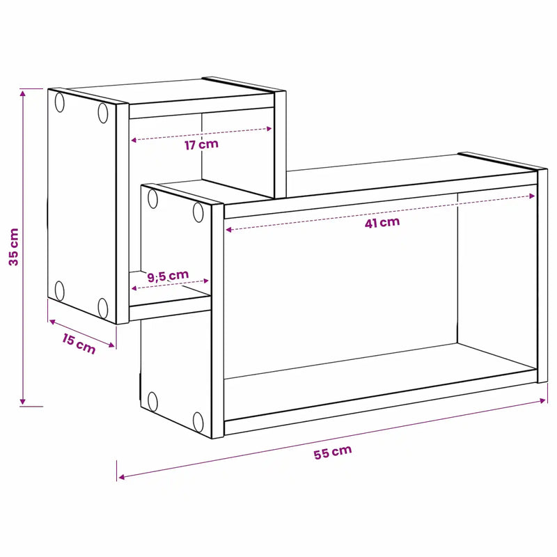 Wall Shelf Wall-Mounted White 55 x 15 x 35 cm Engineered Wood