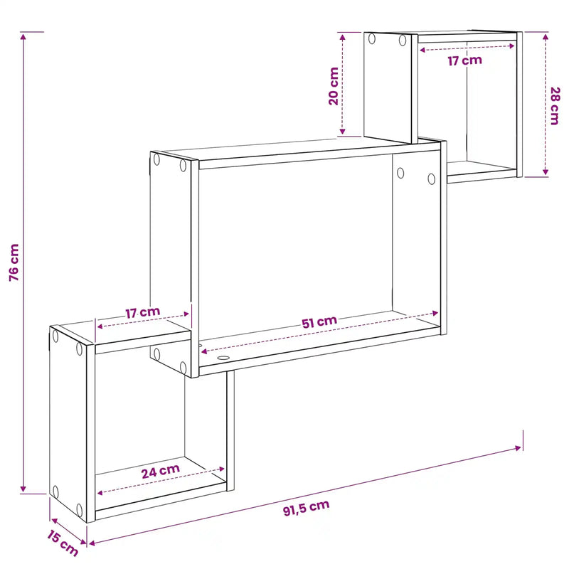 Wall Shelf Wall-Mounted White 91.5 x 15 x 76 cm Engineered Wood