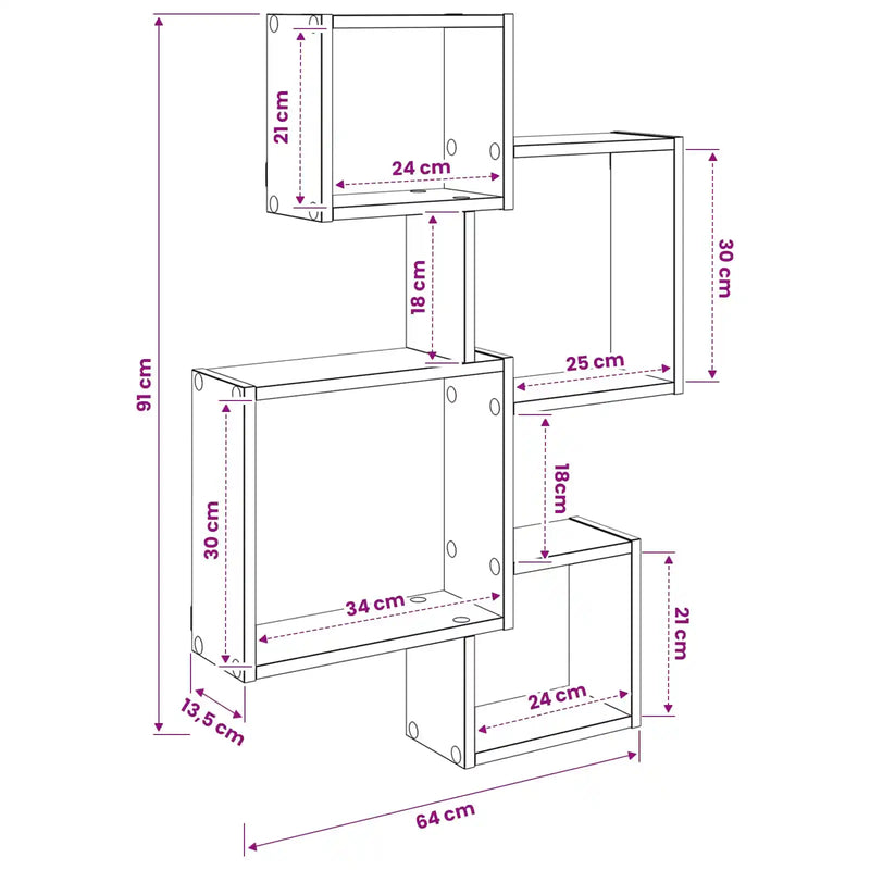Wall Cube Shelves Wall-Mounted White 64 x 13.5 x 91.5 cm