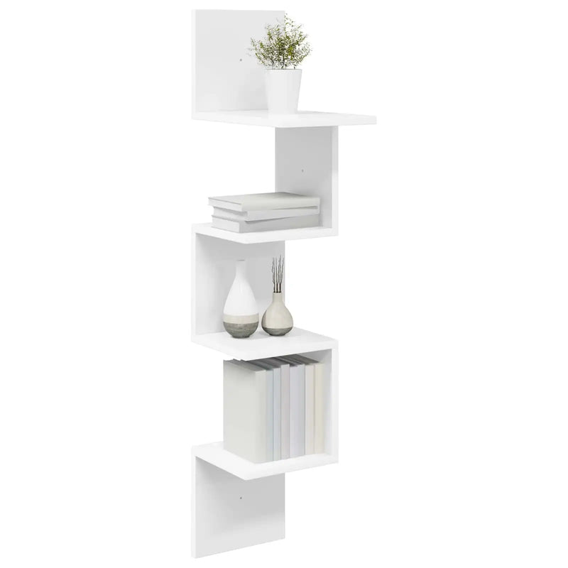 Wall Shelf Wall-Mounted White 32 x 21 x 107 cm Engineered Wood