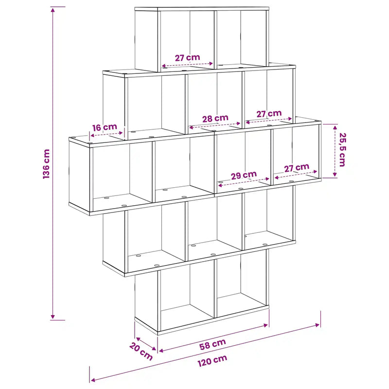 Wall Shelf White 120 x 20 x 136 cm Engineered Wood