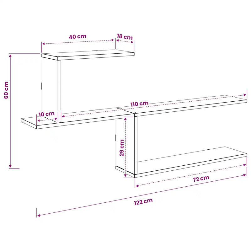 Wall Shelf White 122 x 18 x 60 cm Engineered Wood