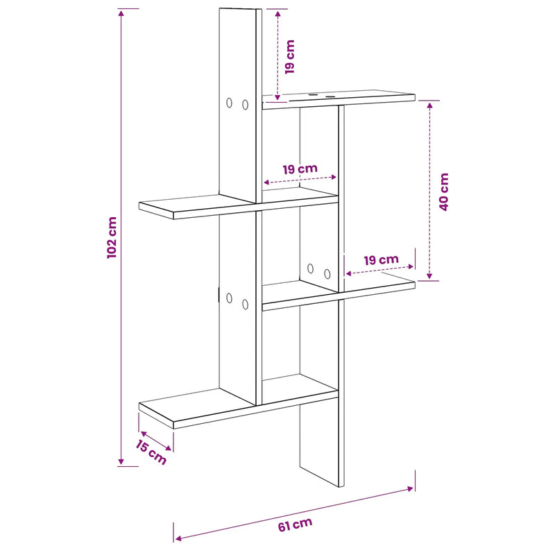 Wall Shelf White 61 x 15 x 102 cm Engineered Wood