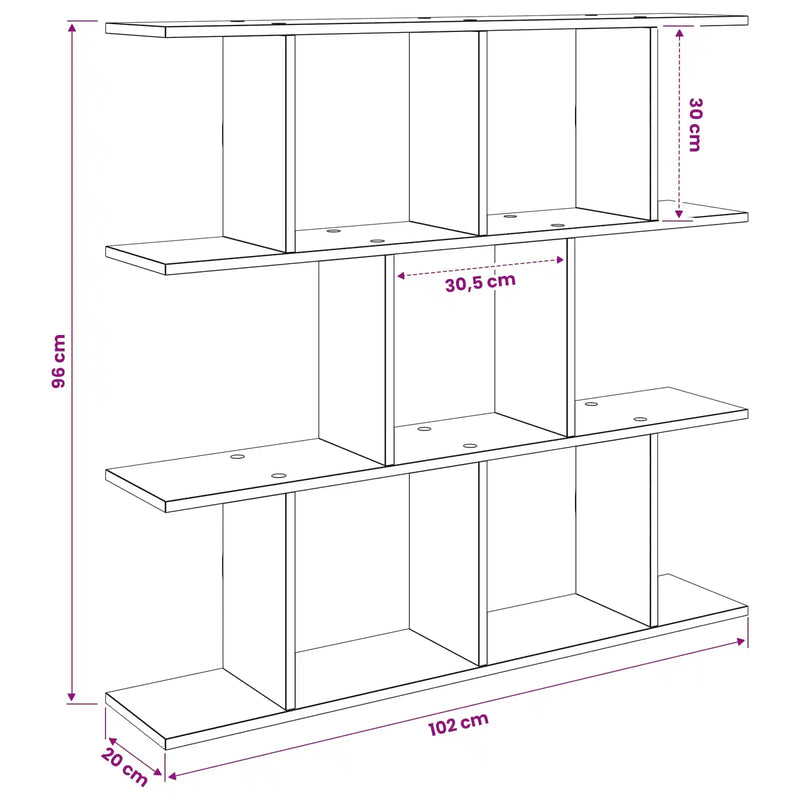 Wall Shelf White 102 x 20 x 96 cm Engineered Wood