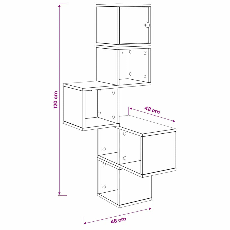 Wall Corner Shelf White 48 x 48 x 120 cm Engineered Wood