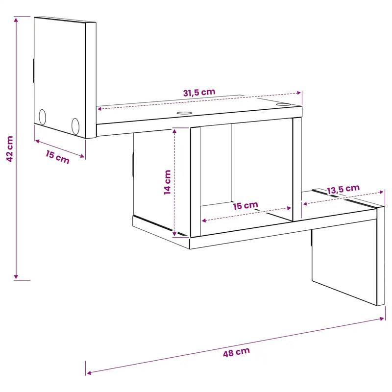Wall Shelf White 48 x 15 x 42 cm Engineered Wood