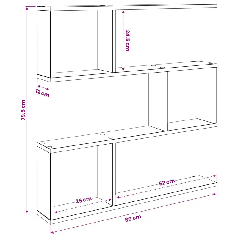 Wall Shelf White 80 x 12 x 79.5 cm Engineered Wood
