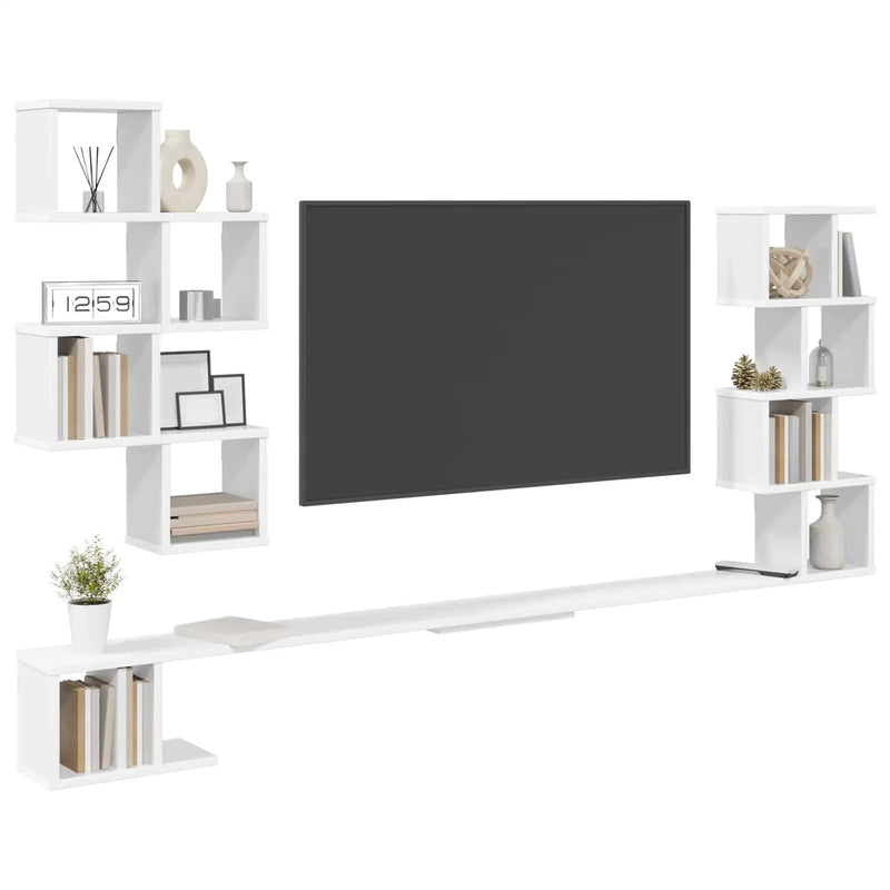 Wall-Mounted TV Shelf White 200 x 15 x 94 cm Engineered Wood