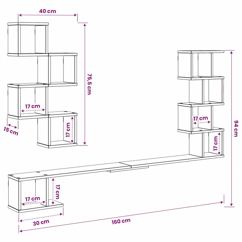 Wall-Mounted TV Shelf White 160 x 15 x 94 cm Engineered Wood