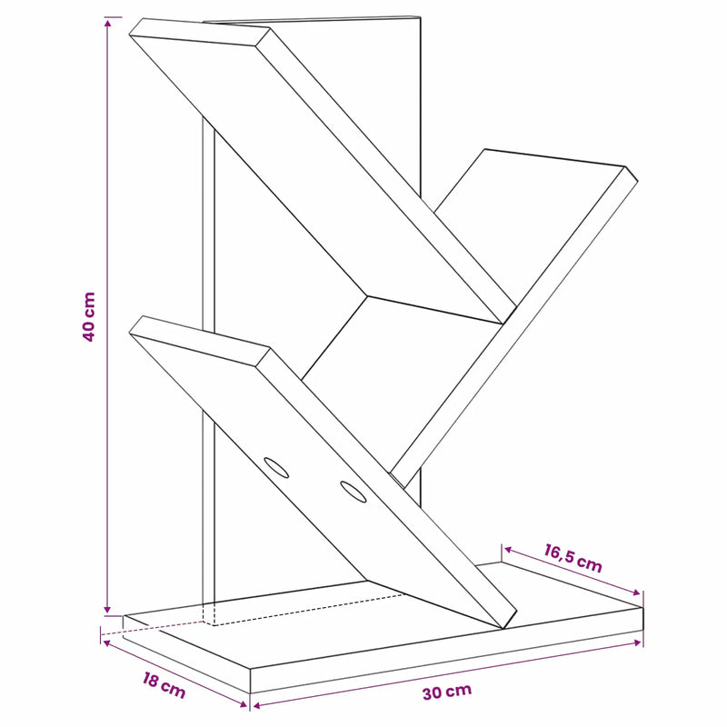 Tree Bookshelf 3-Tier 30 x 18 x 40 cm Engineered Wood White