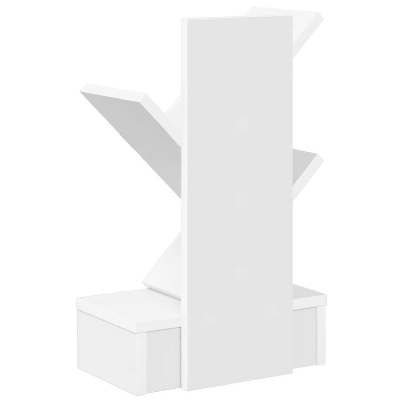Tree Bookshelf 3-Tier 30 x 18 x 48 cm Engineered Wood White