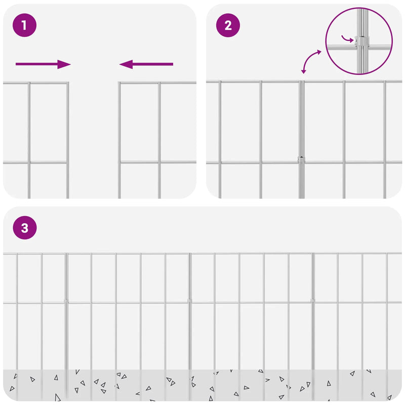 Garden Fence Panel 12 pcs Galvanised Steel Silver