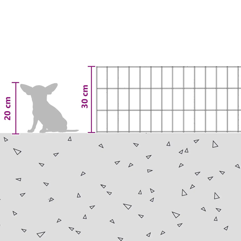 Garden Fence with Stakes 12 pcs 75 x 30 cm Mesh Silver