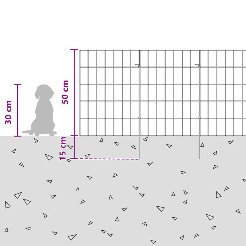 Garden Fence with Stakes 12 pcs 35 x 50 cm Mesh Silver