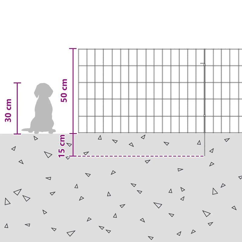 Garden Fence with Stakes 12 pcs 75 x 50 cm Mesh Silver