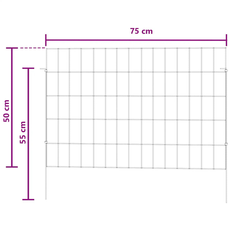 Garden Fence with Stakes 12 pcs 75 x 50 cm Mesh Silver