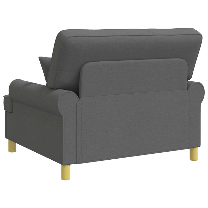 Armchair with Cushions Dark Grey Fabric