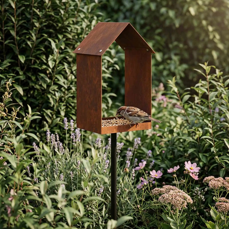 Bird Feeder Weathering Steel Rusty