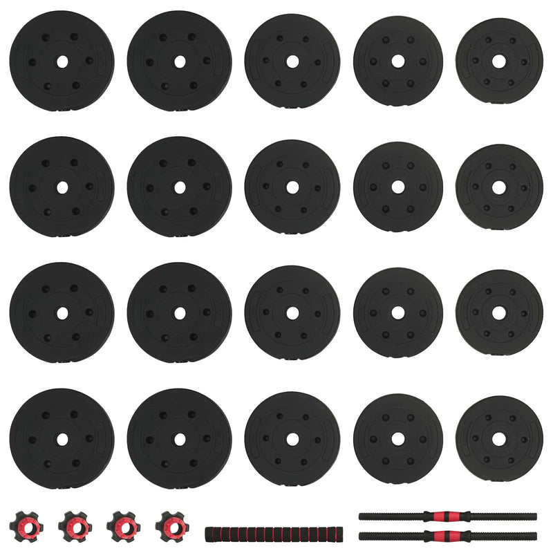 2-in-1 Dumbbell Set 40kg Black and Red Cement and Iron Sand