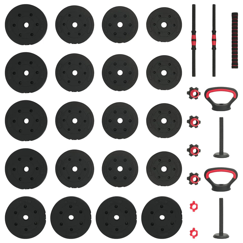 4-in-1 Dumbbell Set 40kg Black and Red Cement and Iron Sand