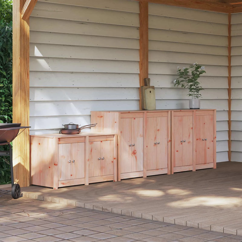 Outdoor Kitchen Cabinet MEPPEL 3 pcs White Solid Pine Wood