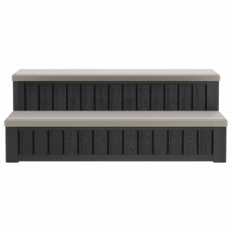 Hot Tub Step with Storage 2-Step Brown and Grey 93 x 57 x 35 cm