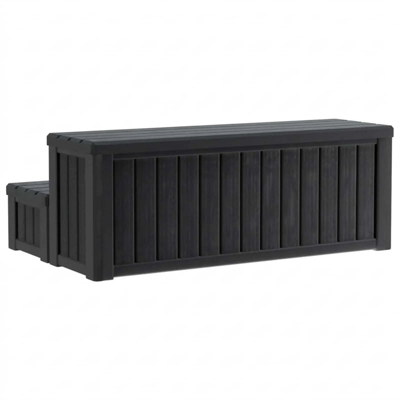 Hot Tub Step with Storage 2-Step Black 93 x 57 x 35 cm PP