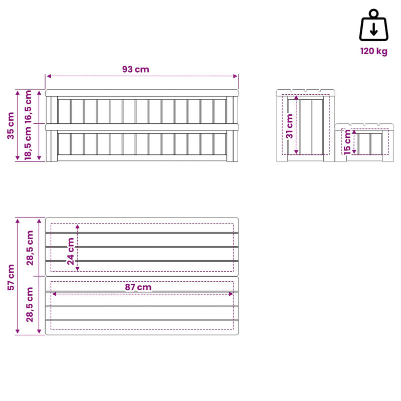 Hot Tub Step with Storage 2-Step Black 93 x 57 x 35 cm PP