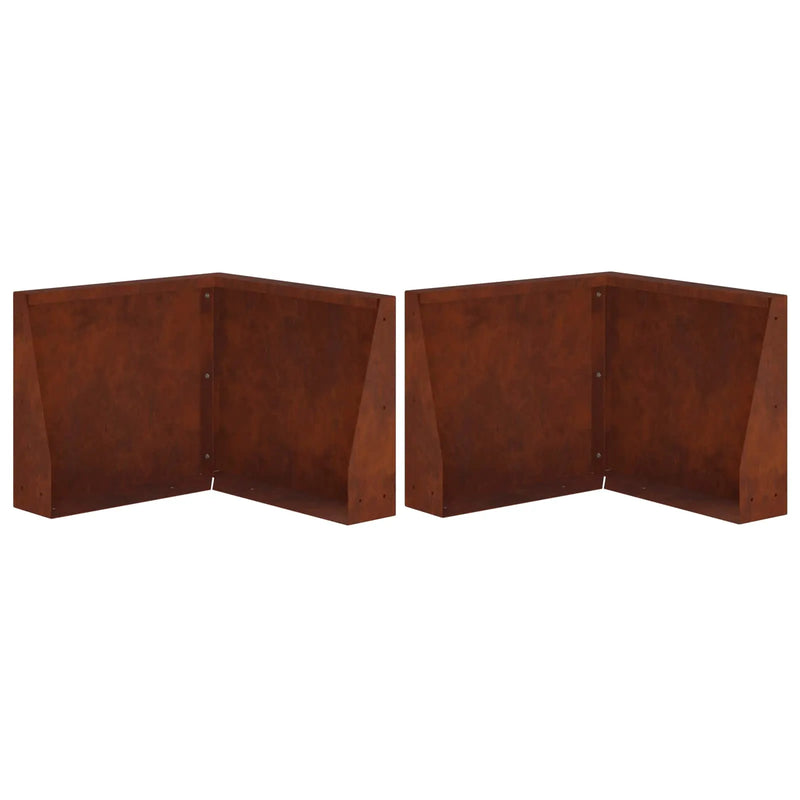 Retaining Wall 2 pcs 50 x 50 x 40 cm Weathering Steel Rusty