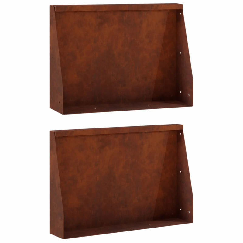 Retaining Wall 2 pcs 60 x 12 x 40 cm Weathering Steel Rusty
