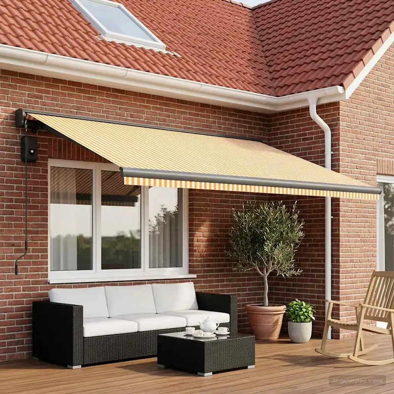 Awning Replacement Fabric Yellow and White 450 x 300 cm