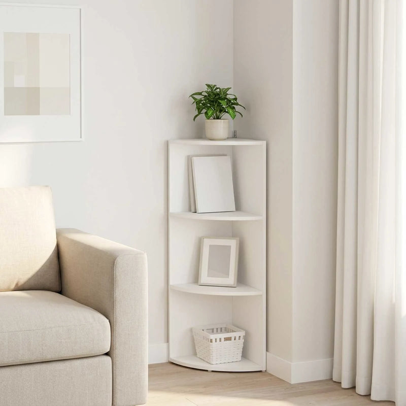 Corner Shelf 3-Tier 31.5 x 31 x 98 cm Engineered Wood White