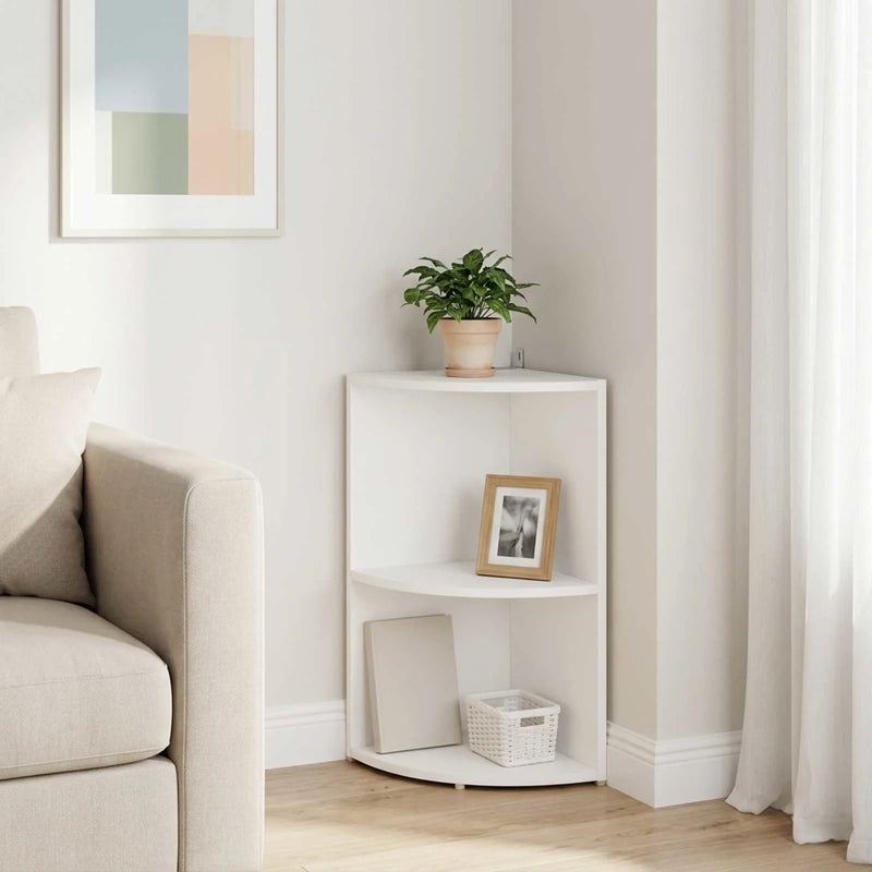 Corner Shelf 2-Tier 31.5 x 31 x 66 cm Engineered Wood White
