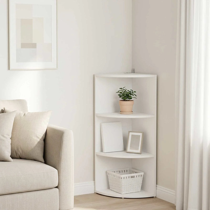Corner Shelf 2-Tier 41.5 x 41.5 x 72 cm Engineered Wood White