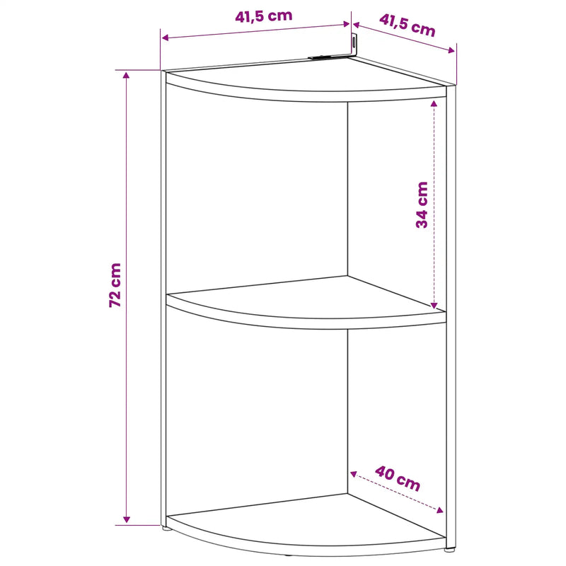 Corner Shelf 2-Tier 41.5 x 41.5 x 72 cm Engineered Wood White