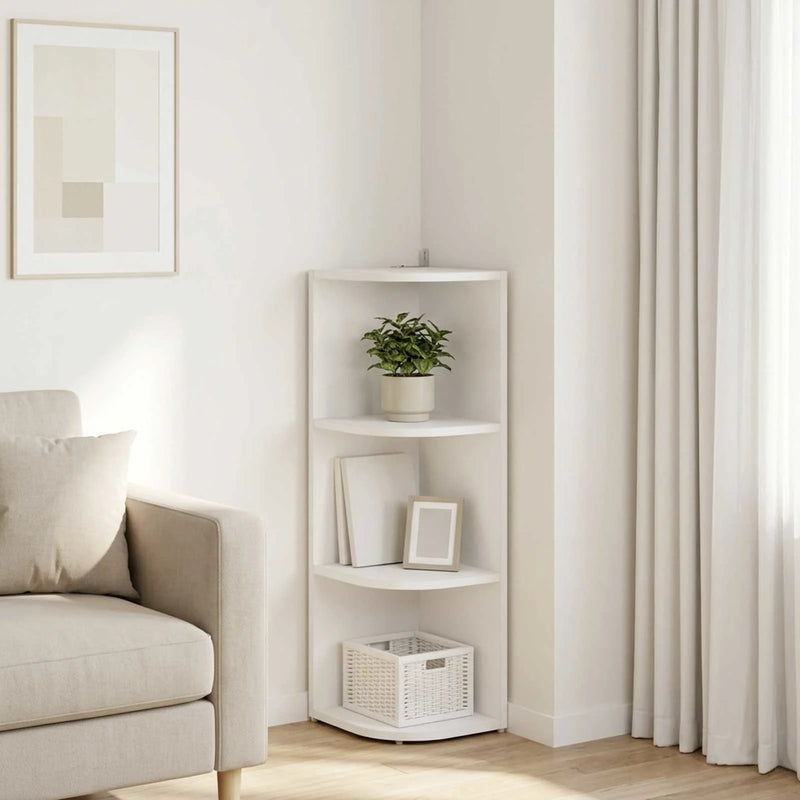 Corner Shelf 3-Tier 25 x 31 x 80 cm Engineered Wood White