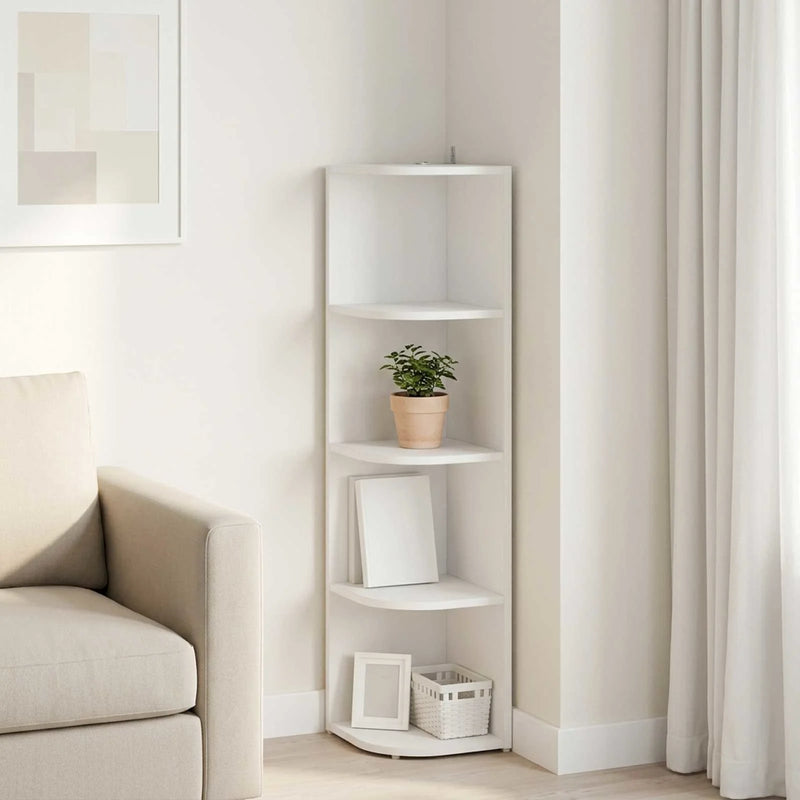 Corner Shelf 4-Tier 25 x 31 x 105.5 cm Engineered Wood White