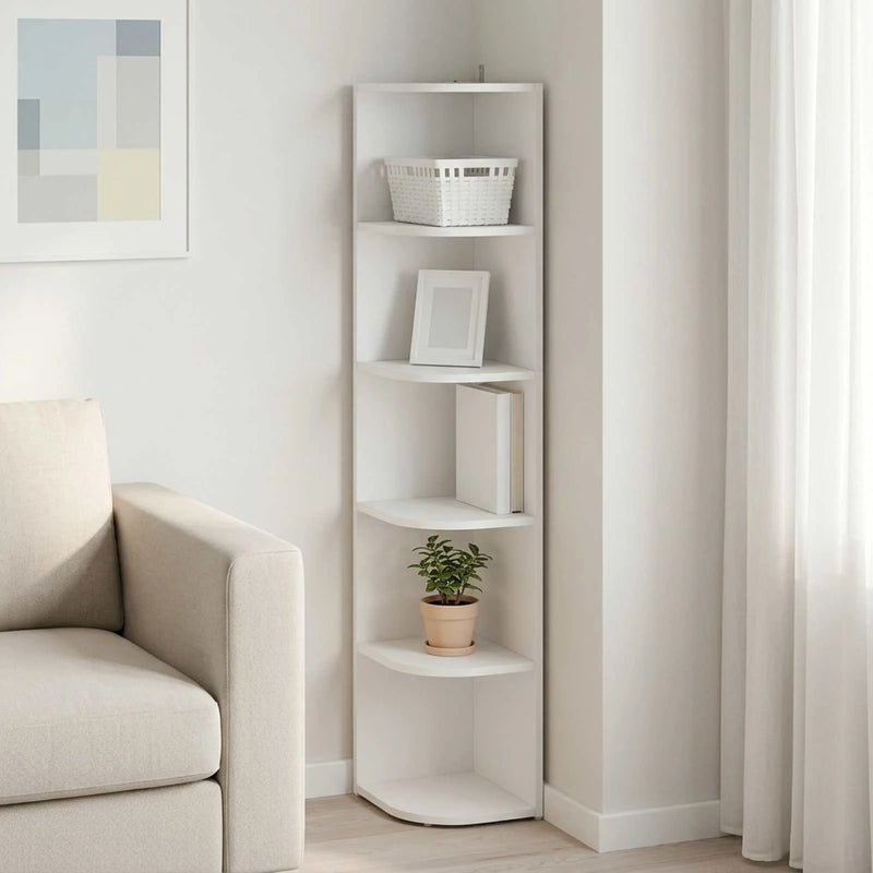 Corner Shelf 5-Tier 25 x 31 x 131 cm Engineered Wood White