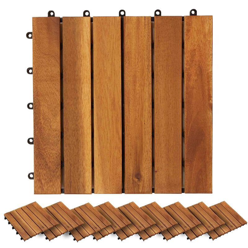 Decking Tile 20 pcs Brown 30 x 30 cm Acacia Hardwood