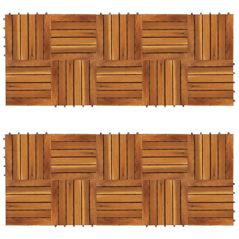 Decking Tile 20 pcs Brown 30 x 30 cm Acacia Hardwood