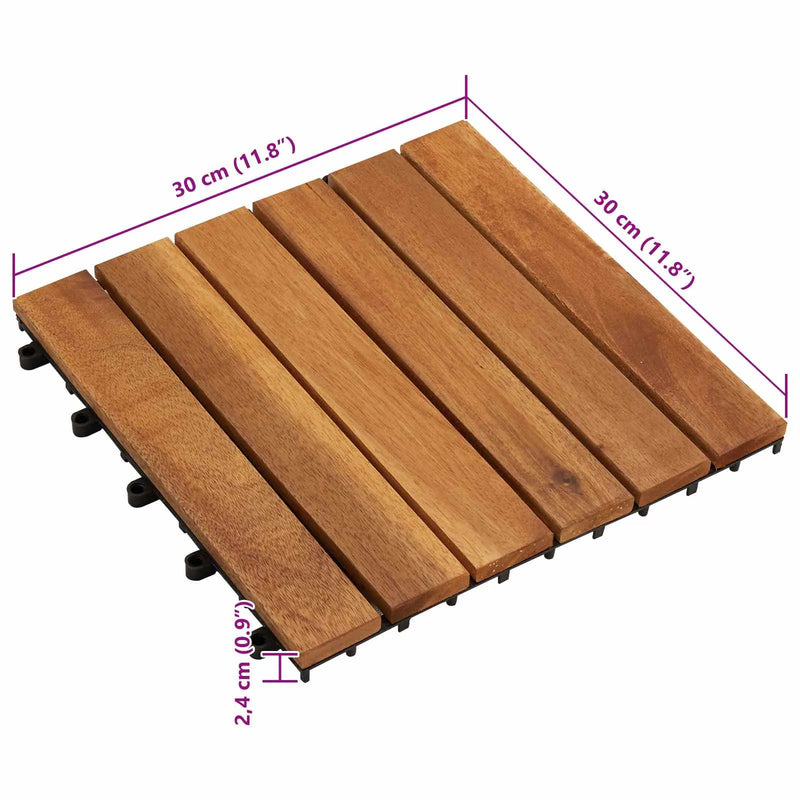 Decking Tile 30 pcs Brown 30 x 30 cm Acacia Hardwood
