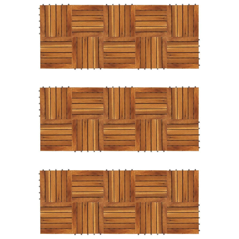 Decking Tile 30 pcs Brown 30 x 30 cm Acacia Hardwood