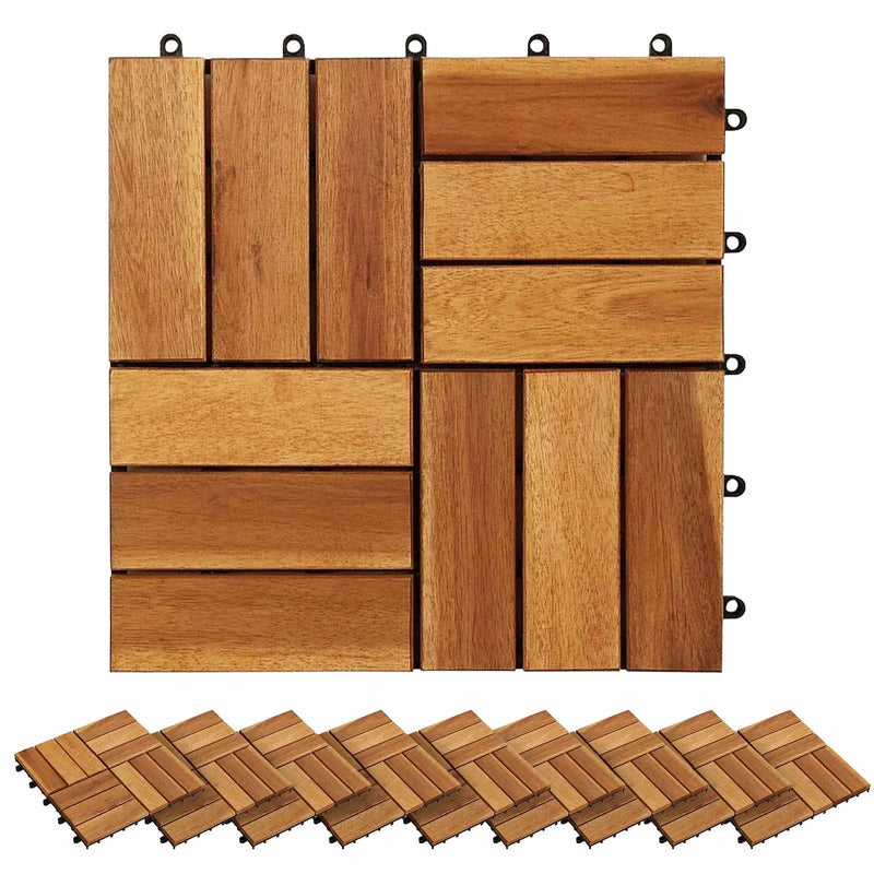 Decking Tile 30 pcs Brown 30 x 30 cm Acacia Hardwood
