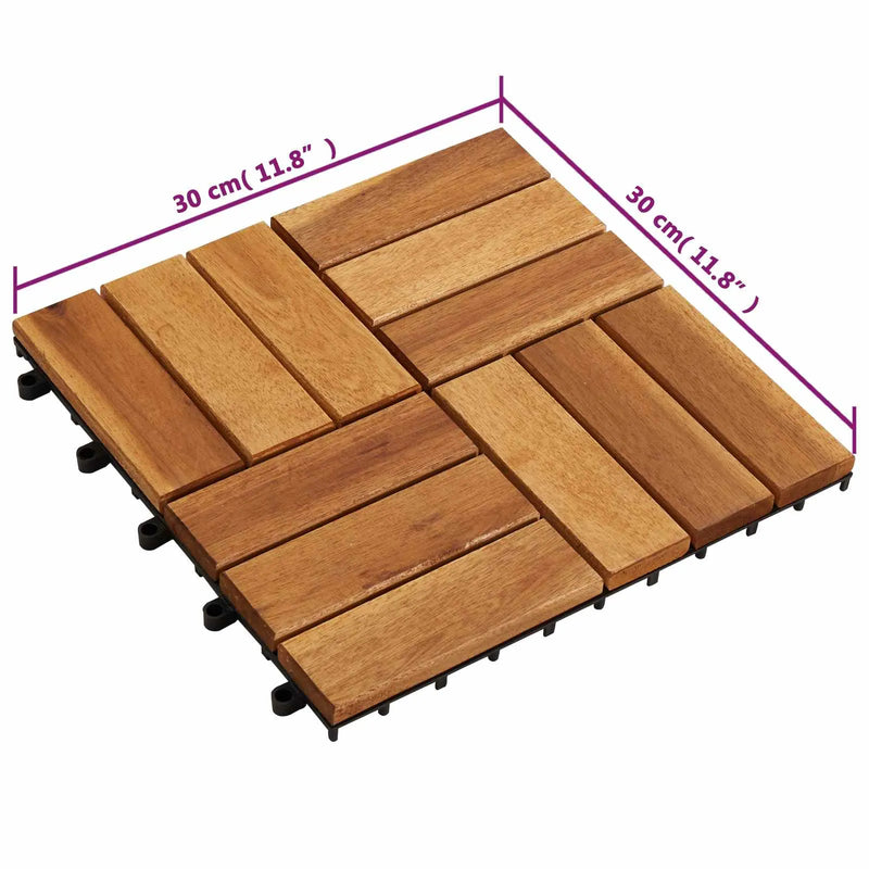 Decking Tile 30 pcs Brown 30 x 30 cm Acacia Hardwood
