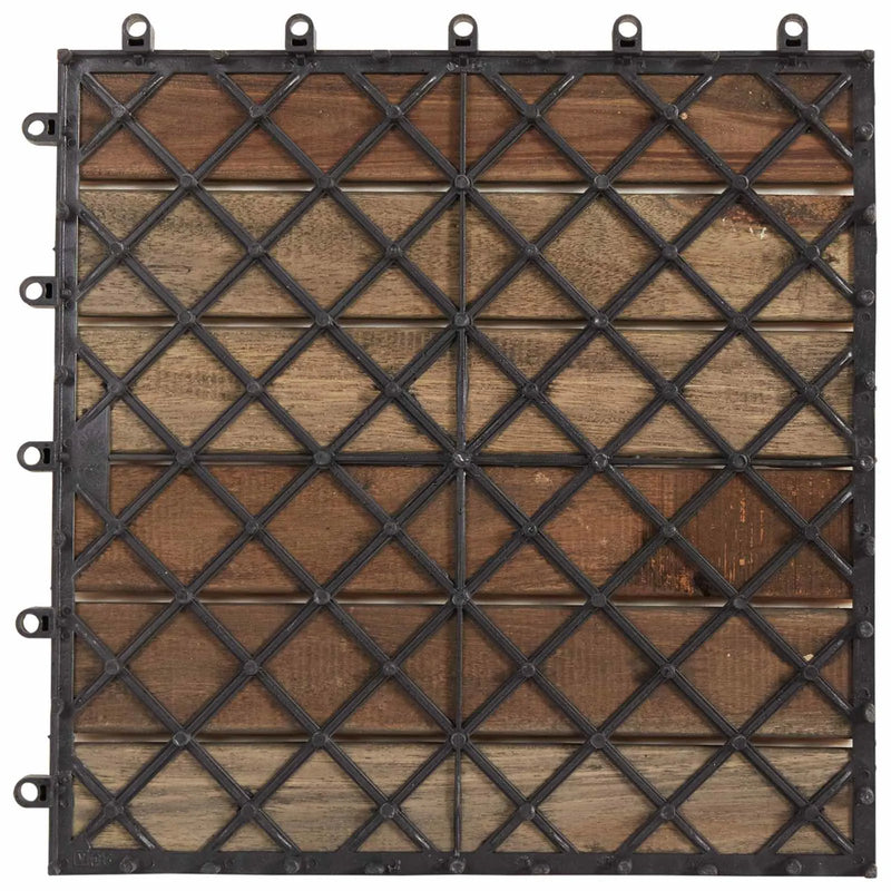 Decking Tile 20 pcs Grey 30 x 30 cm Acacia Hardwood