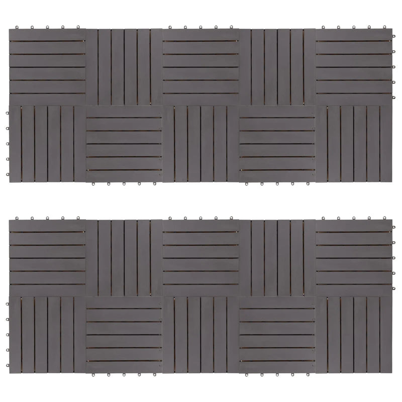 Decking Tile 20 pcs Grey 30 x 30 cm Acacia Hardwood