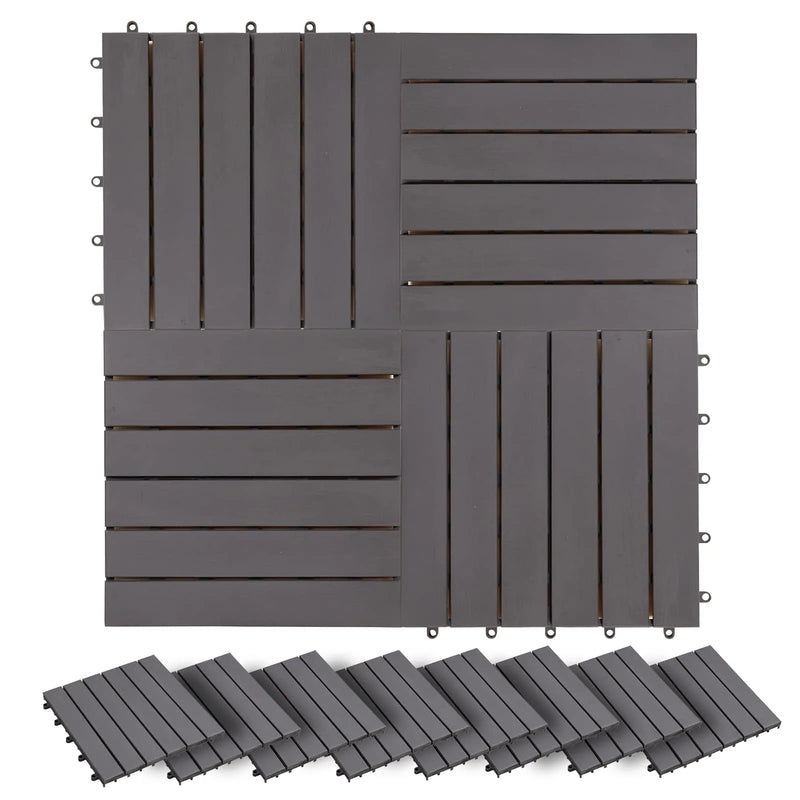 Decking Tile 30 pcs Grey 30 x 30 cm Acacia Hardwood
